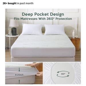 BAMBOO White Deep Pocket Fitted Mattress Cover